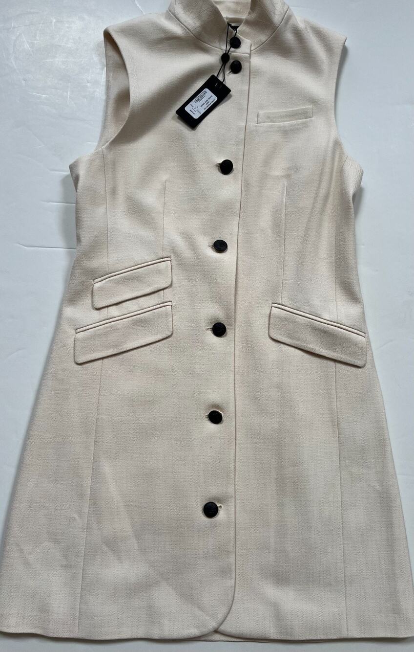 rag & bone Slade Button Front Vest Dress Ivory Women's Size 8 NWT